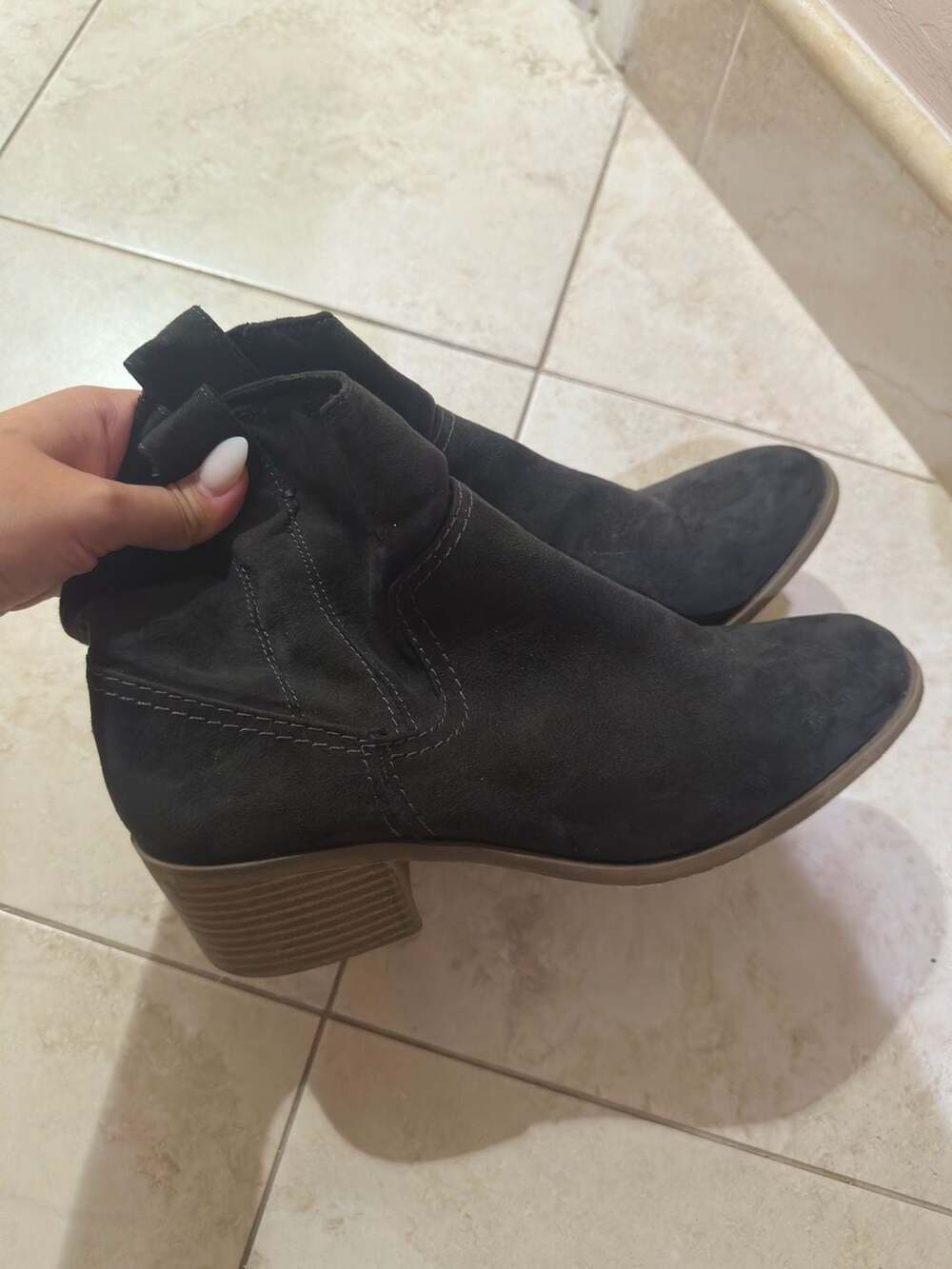 Merona Western Sawyer Faux Suede Black Ankle Booties